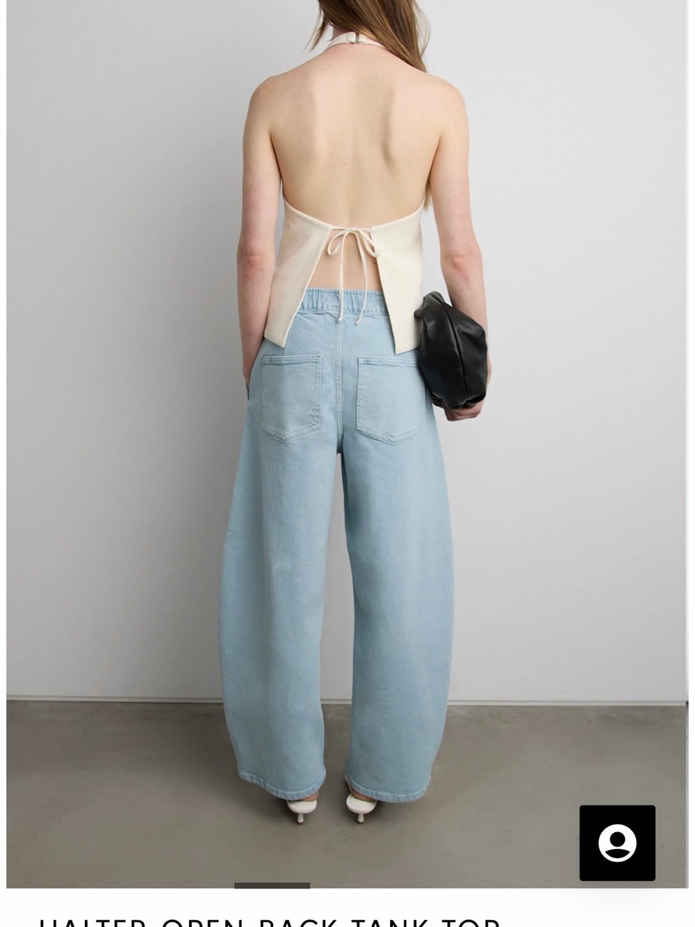 OAK + FORT NWT Cream Halter Open-Back Tank Top